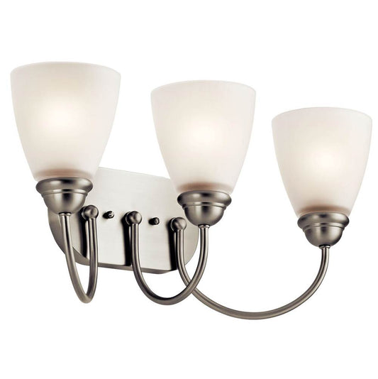 KICHLER 45639NI Jolie 20.25" 3 Light Vanity Light with Satin Etched Glass in Brushed Nickel