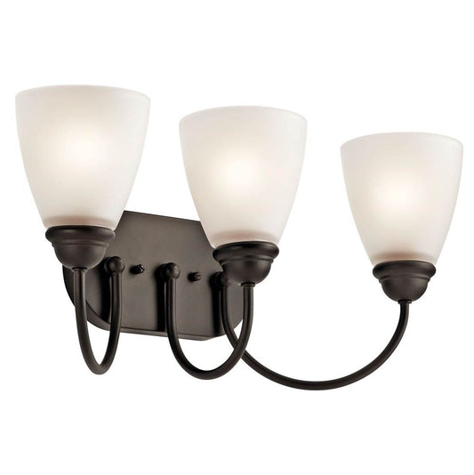 KICHLER 45639OZ Jolie 20.25" 3 Light Vanity Light with Satin Etched Glass in Olde Bronze