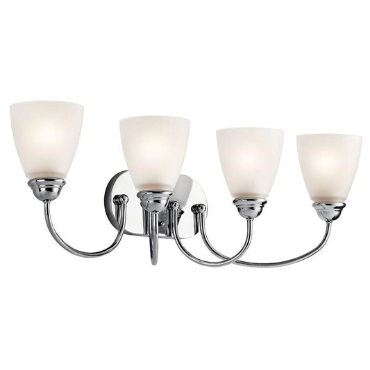 KICHLER 45640CH Jolie 28" 4 Light Vanity Light with Satin Etched Glass in Chrome