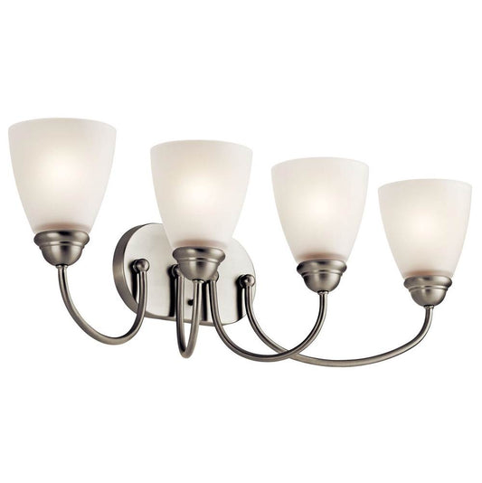 KICHLER 45640NI Jolie 28" 4 Light Vanity Light with Satin Etched Glass in Brushed Nickel