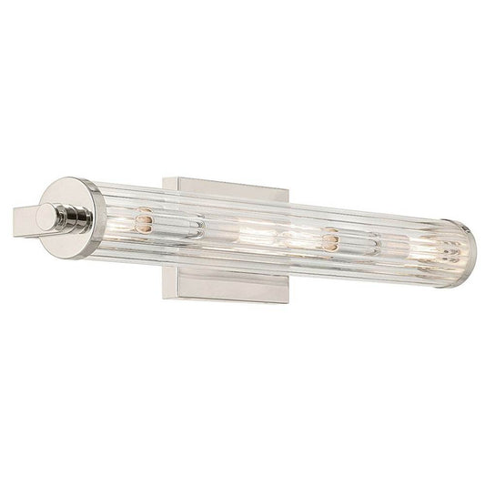 KICHLER 45649PN Azores 25" 4-Light Linear Vanity with Clear Fluted Glass in Polished Nickel