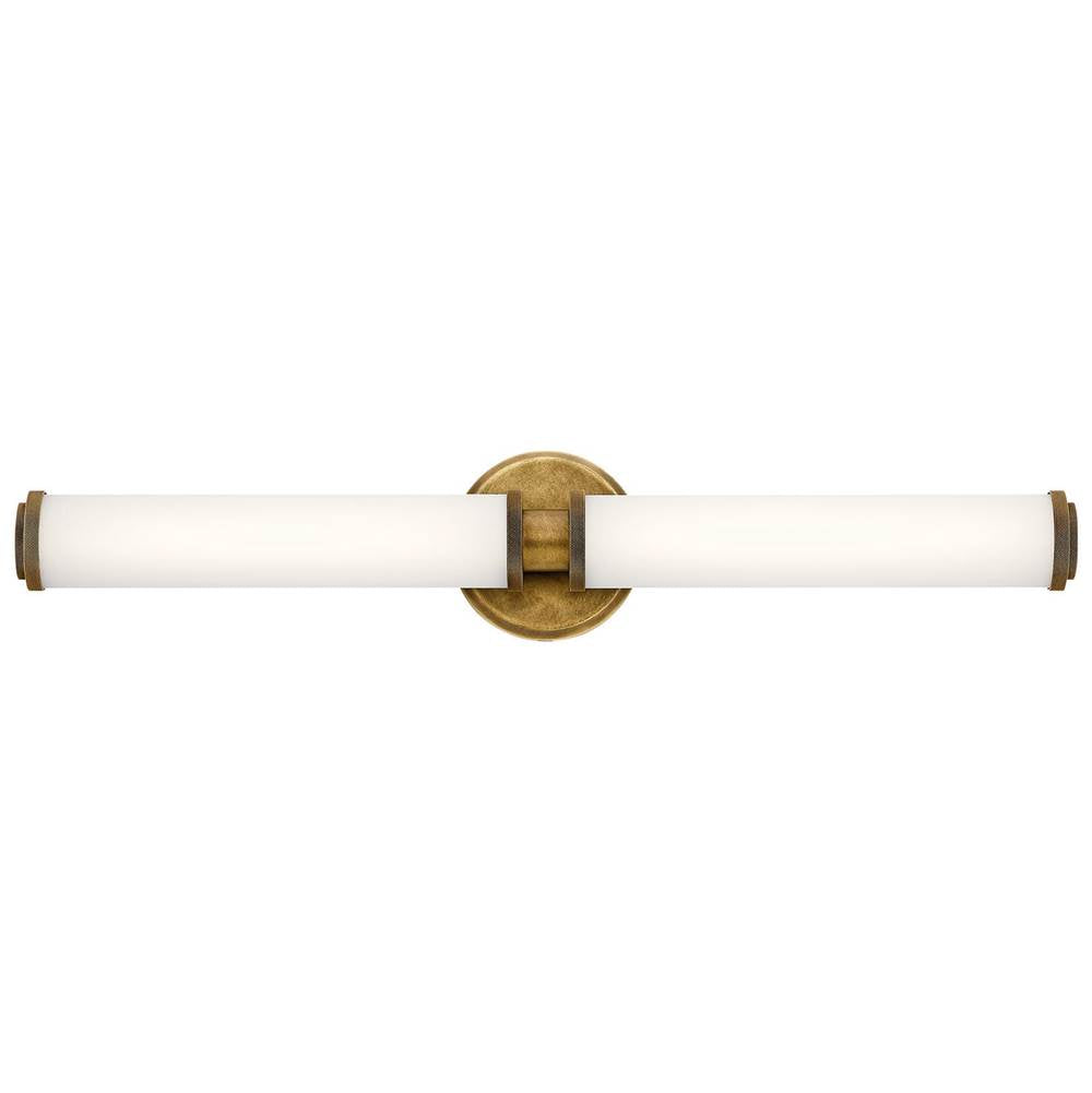 KICHLER 45685NBRLED Indeco 27" LED Linear Vanity Light with Satin Etched White Glass in Natural Brass