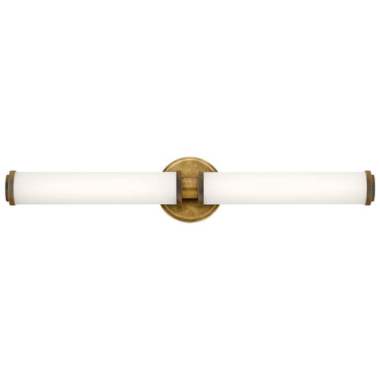 KICHLER 45685NBRLED Indeco 27" LED Linear Vanity Light with Satin Etched White Glass in Natural Brass