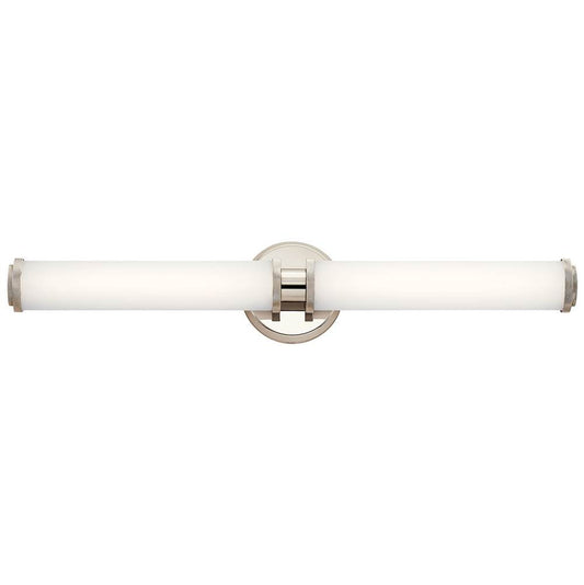 KICHLER 45685PNLED Indeco 27" LED Linear Vanity Light with Satin Etched White Glass in Polished Nickel