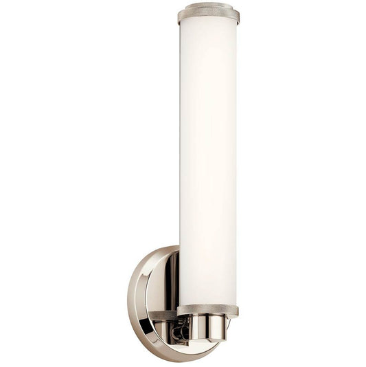 KICHLER 45686PNLED Indeco 14.5" LED Linear Vanity Light with Satin Etched White Glass in Polished Nickel