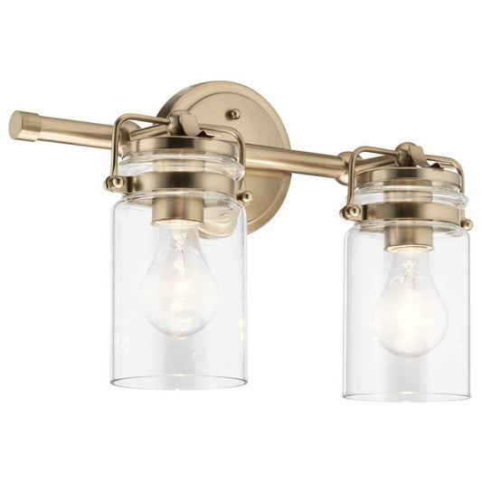 KICHLER 45688CPZ Brinley 15.75" 2 Light Vanity Light with Clear Glass in Champagne Bronze
