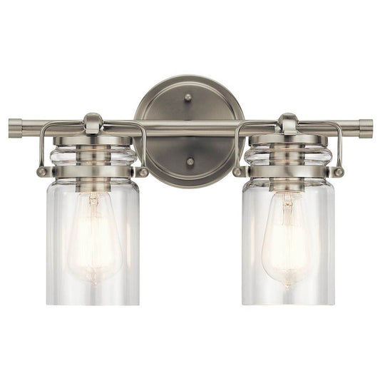 KICHLER 45688NI Brinley 15.75" 2 Light Vanity Light with Clear Glass in Brushed Nickel