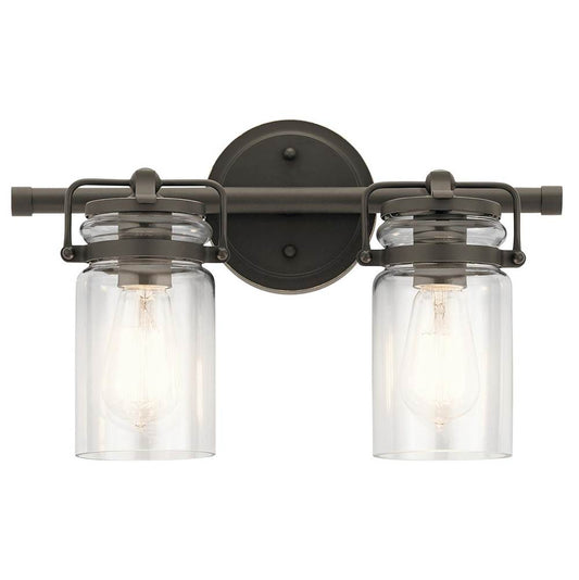 KICHLER 45688OZ Brinley 15.75" 2 Light Vanity Light with Clear Glass in Olde Bronze