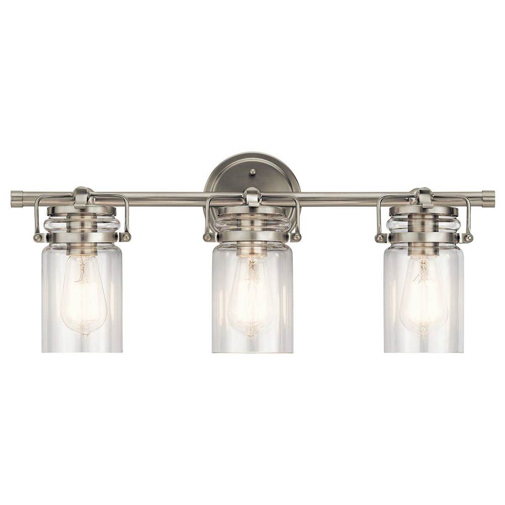 KICHLER 45689NI Brinley 24" 3 Light Vanity Light with Clear Glass in Brushed Nickel