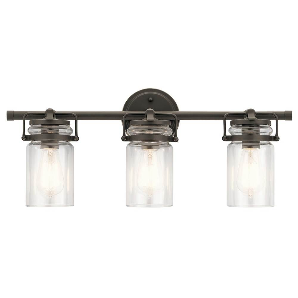 KICHLER 45689OZ Brinley 24" 3 Light Vanity Light with Clear Glass in Olde Bronze