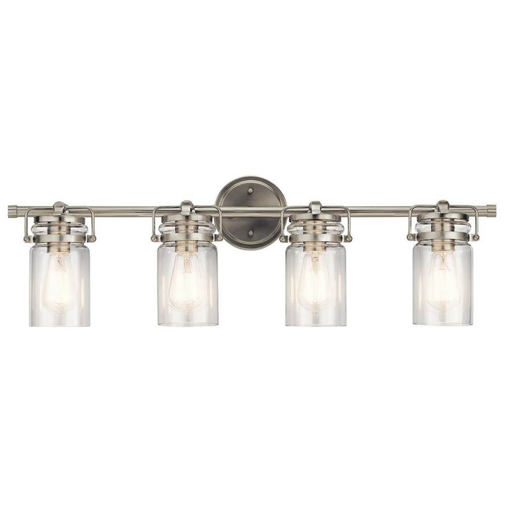 KICHLER 45690NI Brinley 32.25" 4 Light Vanity Light with Clear Glass in Brushed Nickel