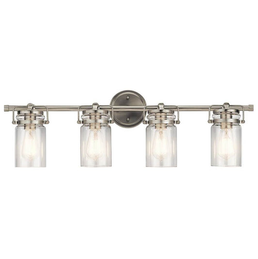KICHLER 45690NI Brinley 32.25" 4 Light Vanity Light with Clear Glass in Brushed Nickel