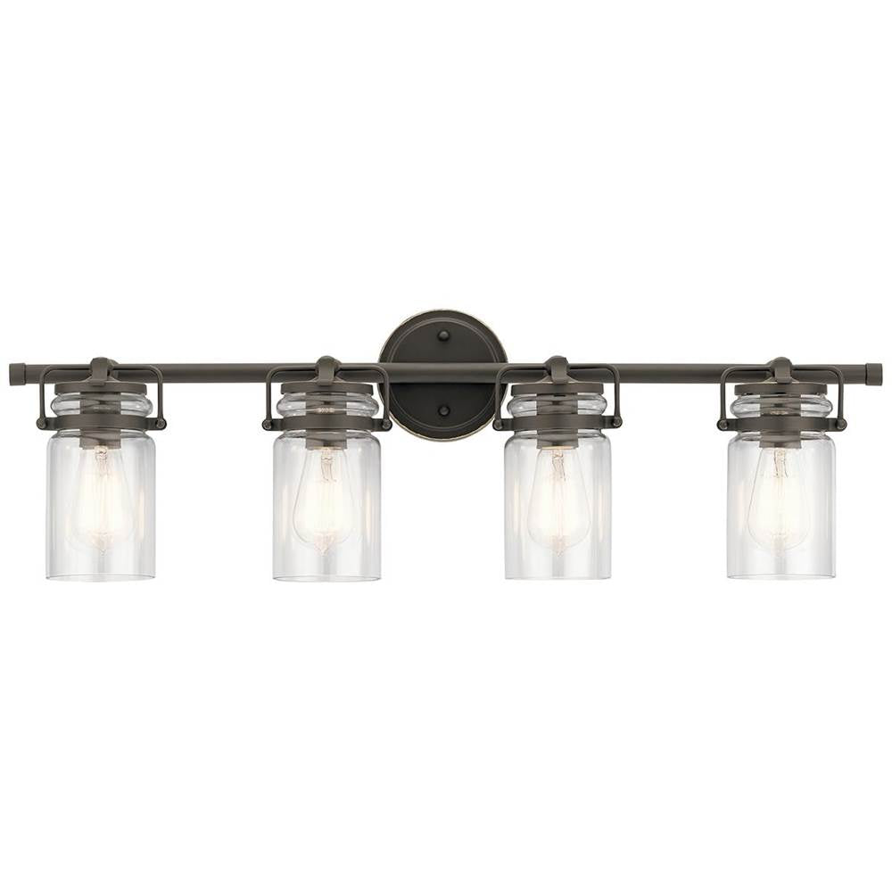 KICHLER 45690OZ Brinley 32.25" 4 Light Vanity Light with Clear Glass in Olde Bronze