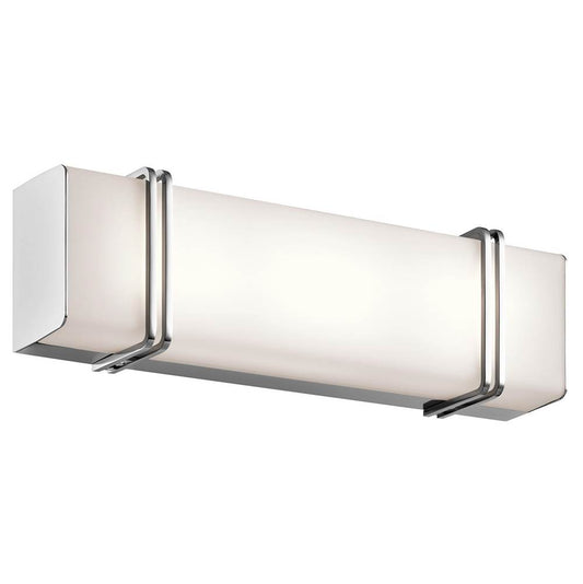 KICHLER 45801CHLED Impello 18.25" LED Linear Vanity Light with Satin Etched White Glass, Chrome