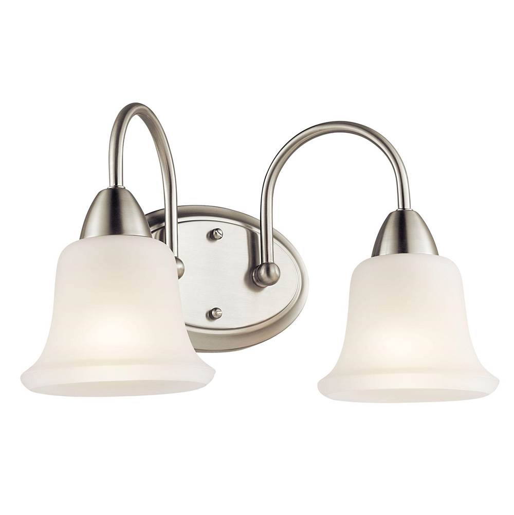 KICHLER 45882NI Nicholson 16" 2 Light Vanity Light with Satin Etched Glass in Brushed Nickel