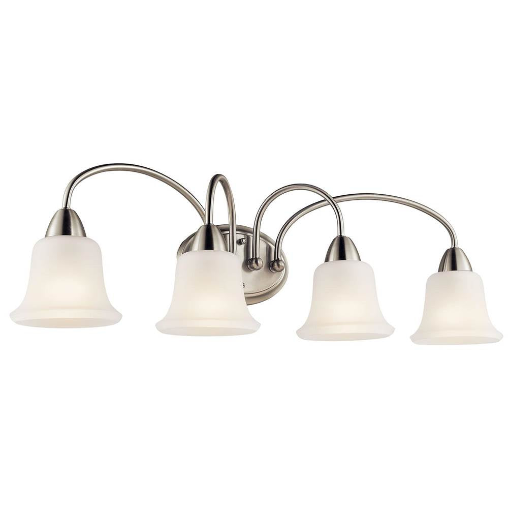 KICHLER 45884NI Nicholson 33" 4 Light Vanity Light with Satin Etched Glass in Brushed Nickel