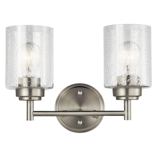 KICHLER 45885NI Winslow 12.75" 2 Light Vanity Light with Clear Seeded Glass in Brushed Nickel