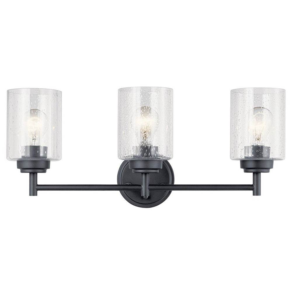 KICHLER 45886BK Winslow 21.5" 3 Light Vanity Light with Clear Seeded Glass in Black