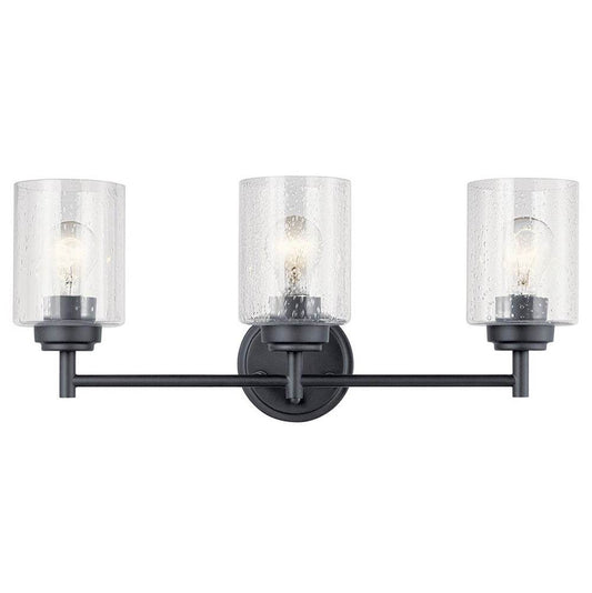 KICHLER 45886BK Winslow 21.5" 3 Light Vanity Light with Clear Seeded Glass in Black