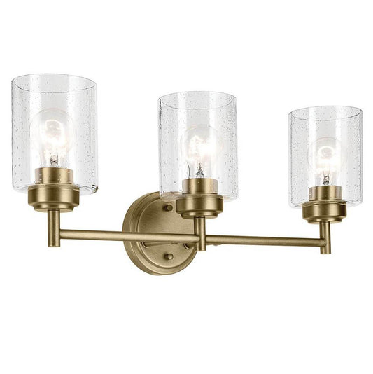 KICHLER 45886NBR Winslow 21.5" 3-Light Vanity Light with Clear Seeded Glass in Natural Brass