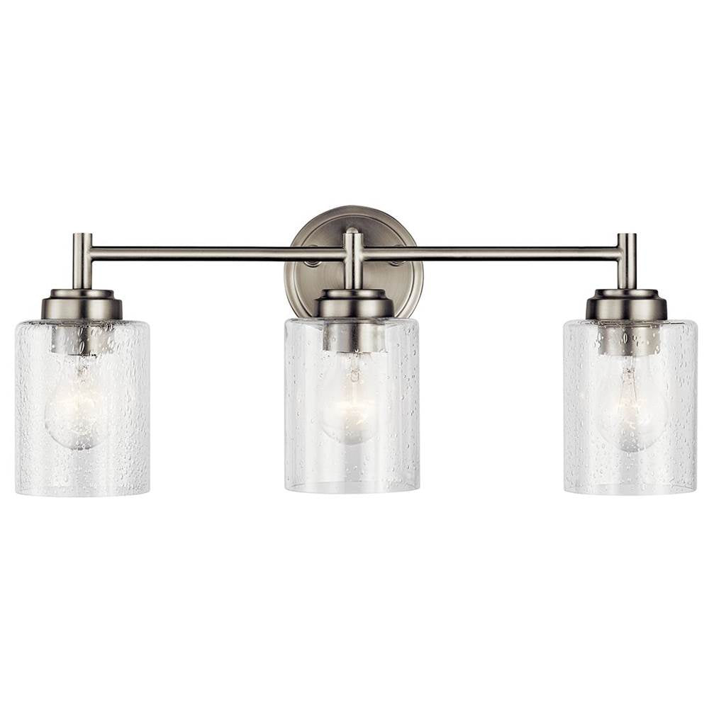 KICHLER 45886NI Winslow 21.5" 3 Light Vanity Light with Clear Seeded Glass in Brushed Nickel