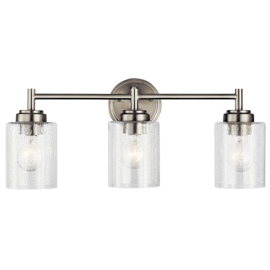 KICHLER 45886NI Winslow 21.5" 3 Light Vanity Light with Clear Seeded Glass in Brushed Nickel