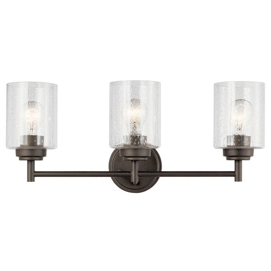 KICHLER 45886OZ Winslow 21.5" 3 Light Vanity Light with Clear Seeded Glass in Olde Bronze