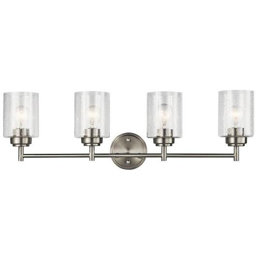 KICHLER 45887NI Winslow 30" 4 Light Vanity Light with Clear Seeded Glass in Brushed Nickel