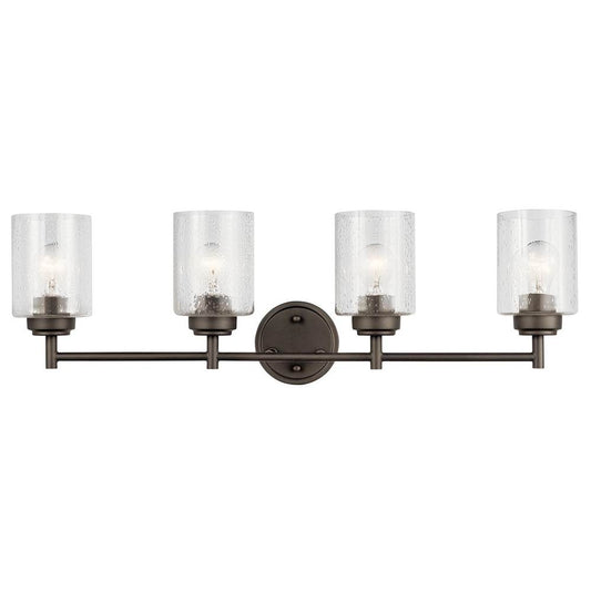 KICHLER 45887OZ Winslow 30" 4 Light Vanity Light with Clear Seeded Glass in Olde Bronze