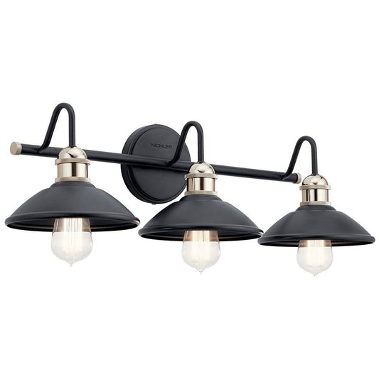 KICHLER 45945BK Clyde 3 Light Vanity Light Black