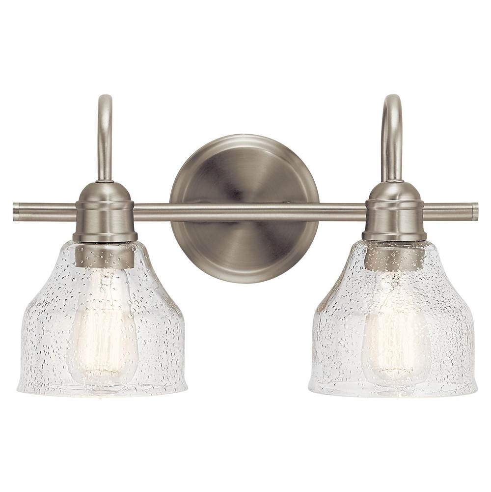 KICHLER 45972NI Avery 14.75" 2 Light Vanity Light with Clear Seeded Glass Brushed Nickel