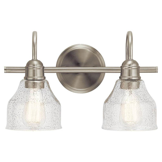 KICHLER 45972NI Avery 14.75" 2 Light Vanity Light with Clear Seeded Glass Brushed Nickel