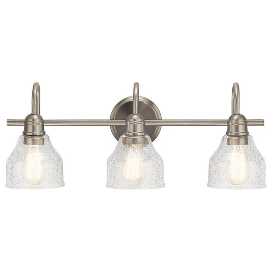 KICHLER 45973NI Avery 24" 3 Light Vanity Light with Clear Seeded Glass in Brushed Nickel