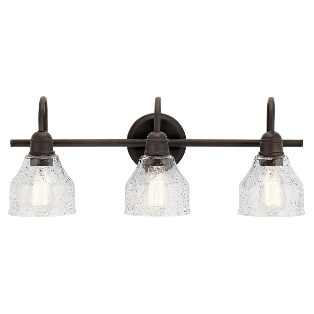KICHLER 45973OZ Avery 24" 3 Light Vanity Light with Clear Seeded Glass in Olde Bronze