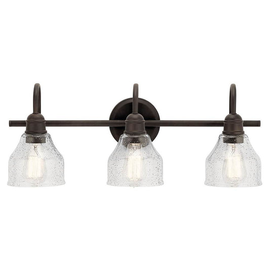 KICHLER 45973OZ Avery 24" 3 Light Vanity Light with Clear Seeded Glass in Olde Bronze