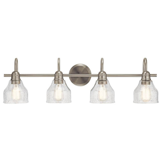 KICHLER 45974NI Avery 33.25" 4 Light Vanity Light with Clear Seeded Glass in Brushed Nickel
