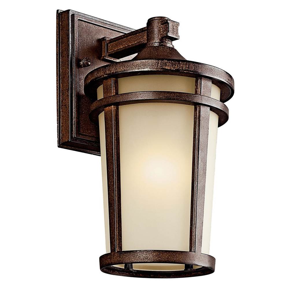 KICHLER 49071BST Atwood 11" 1 Light Outdoor Wall Light with Light Umber Mist Glass and Brown Stone