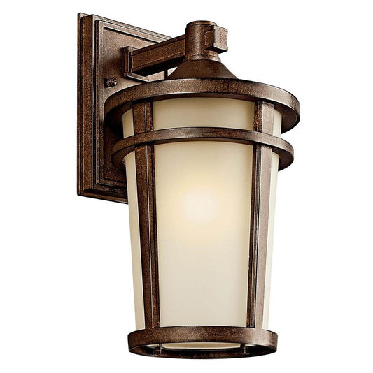 KICHLER 49072BST Atwood 14.25" 1 Light Outdoor Wall Light with Light Umber Mist and Brown Stone