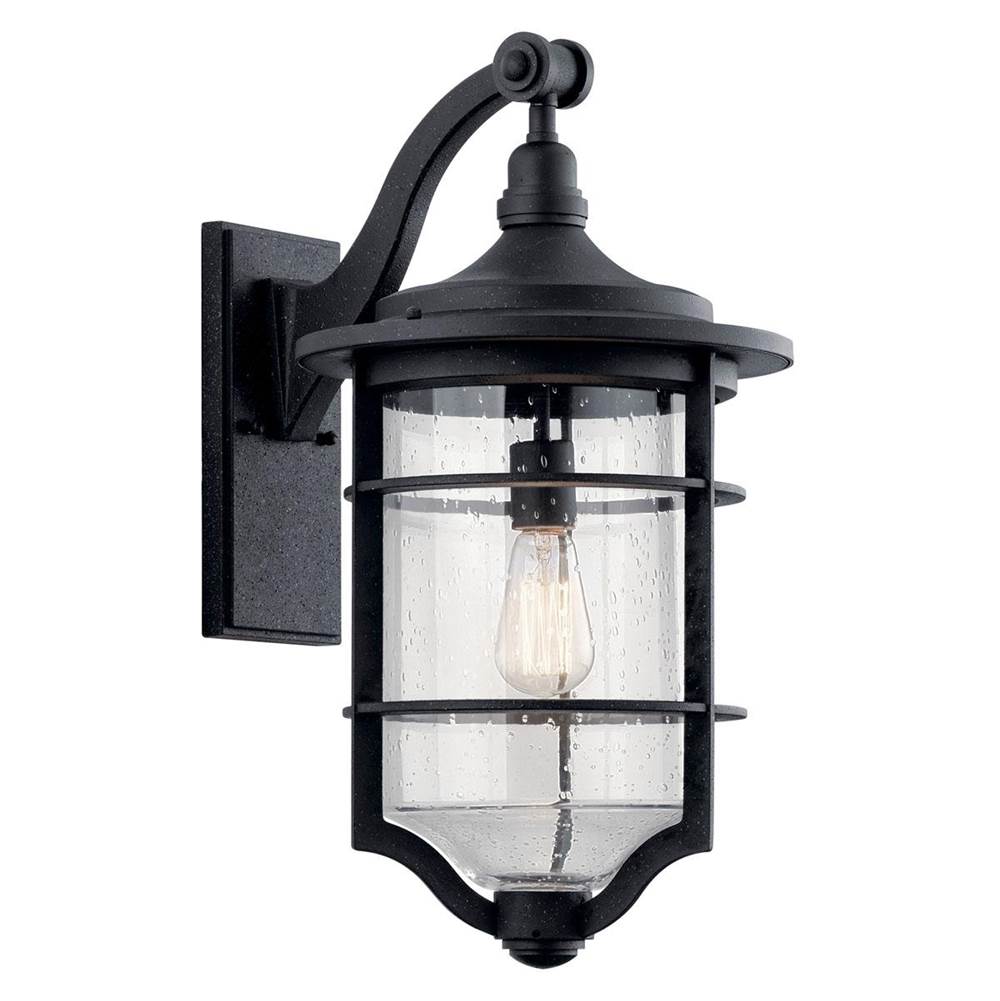 KICHLER 49128DBK Royal Marine 21.75" 1 Light Outdoor Wall Light with Clear Seeded Glass in Distressed Black