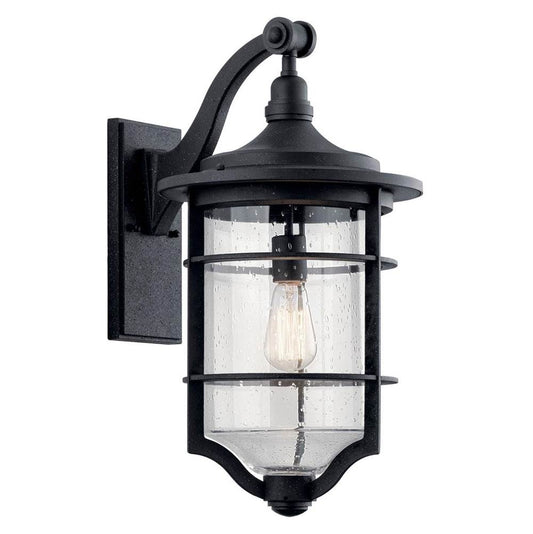 KICHLER 49128DBK Royal Marine 21.75" 1 Light Outdoor Wall Light with Clear Seeded Glass in Distressed Black