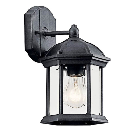 KICHLER 49183BK Barrie 10.25" 1 Light Outdoor Wall Light with Clear Beveled Glass in Black