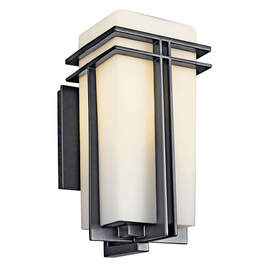 KICHLER 49201BK Tremillo 14.25" 1 Light Outdoor Wall Light with Satin Etched Cased Opal in Black