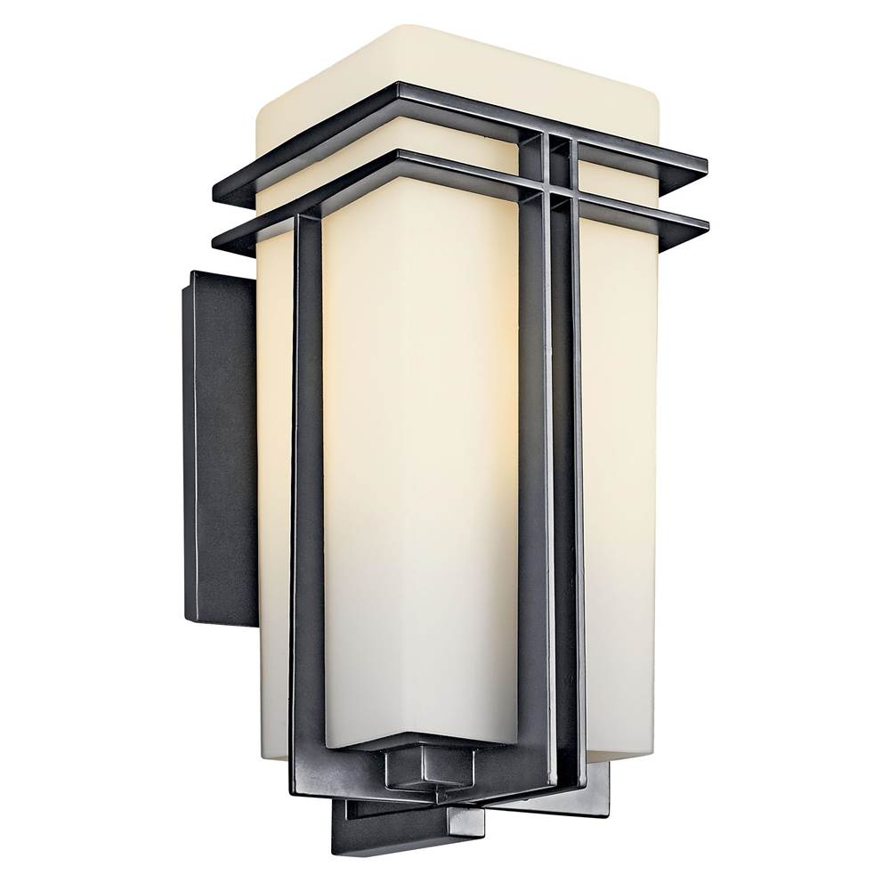 KICHLER 49202BK Tremillo 17.25" 1 Light Outdoor Wall Light with Satin Etched Cased Opal in Black