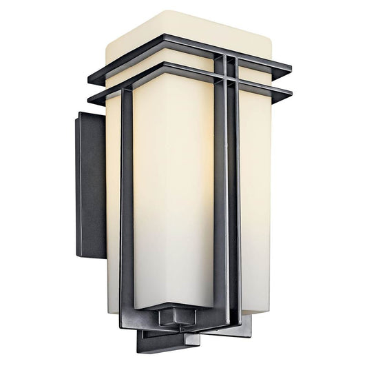 KICHLER 49202BK Tremillo 17.25" 1 Light Outdoor Wall Light with Satin Etched Cased Opal in Black