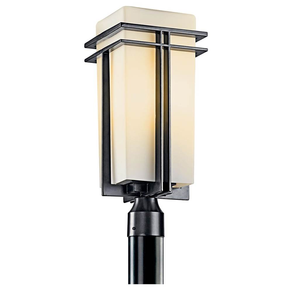 KICHLER 49207BK Tremillo 8.5" 1 Light Outdoor Post Light with Satin Etched Cased Opal in Black