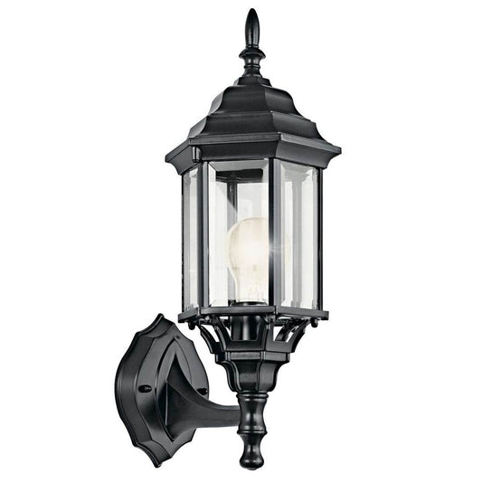 KICHLER 49255BK Chesapeake 17" 1 Light Outdoor Wall Light with Clear Beveled Glass in Black