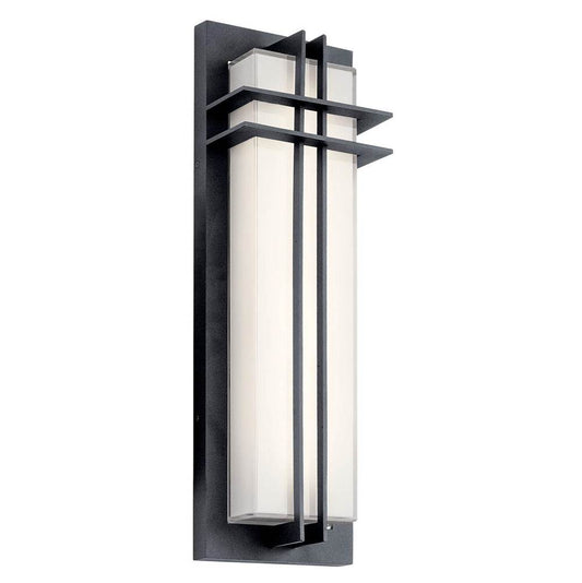 KICHLER 49298BKTLED Manhattan 22" LED Wall Light with White Glass in Textured Black