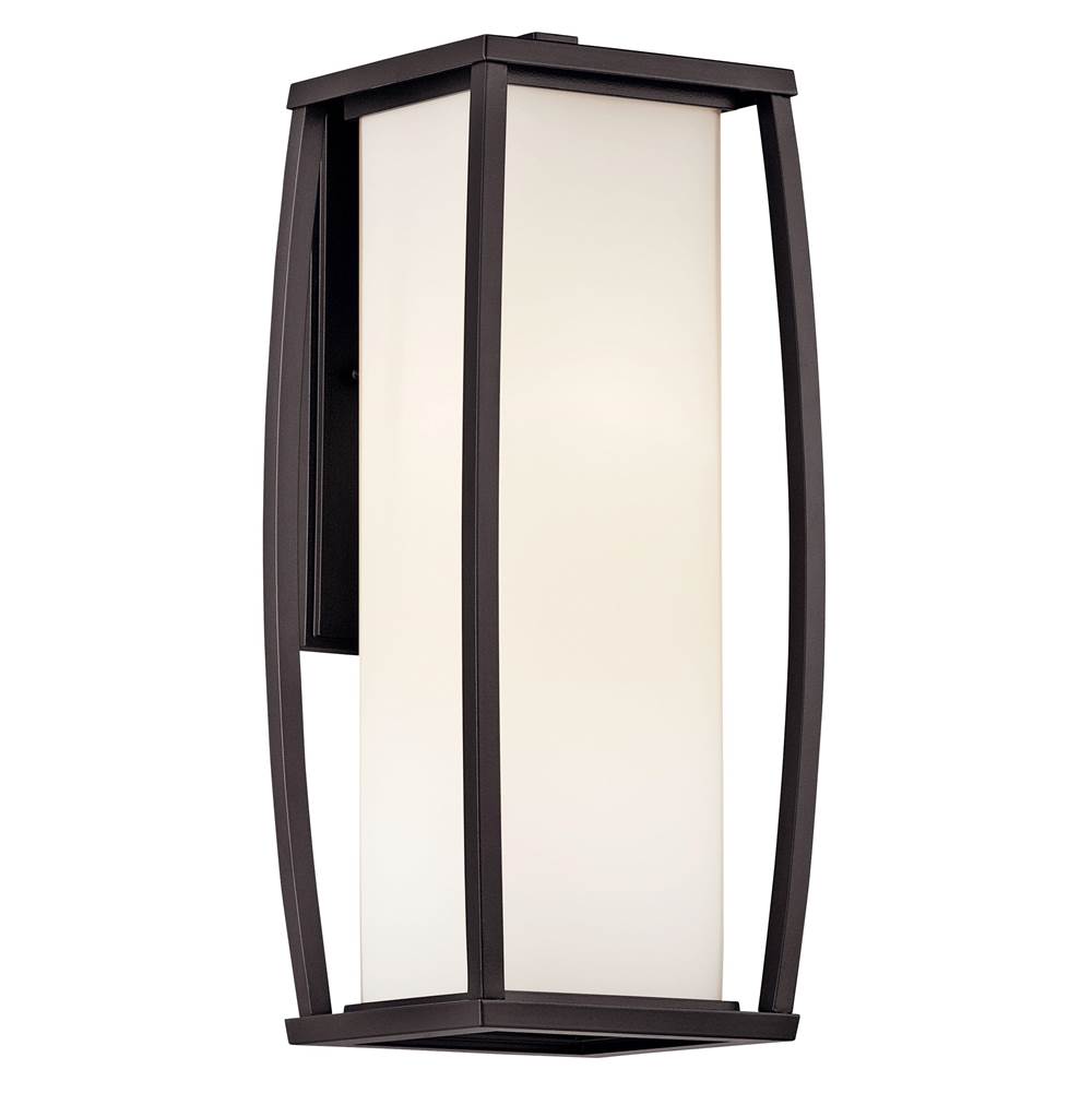 KICHLER 49339AZ Bowen 18" 2 Light Outdoor Wall Light with Satin Etched Cased Opal Glass in Architectural Bronze