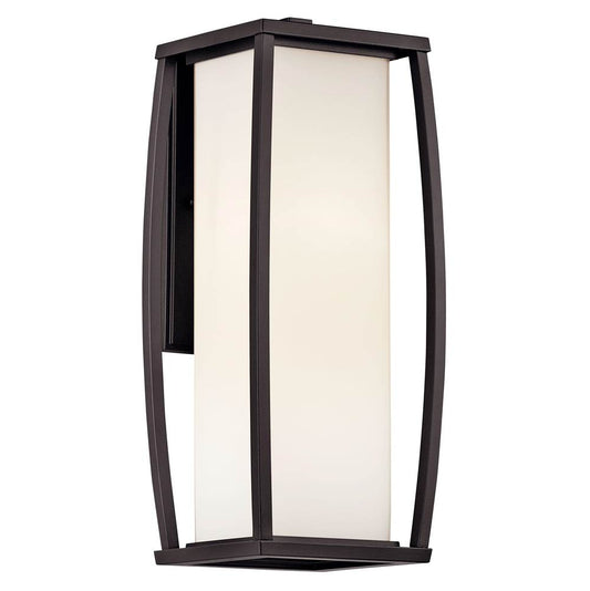 KICHLER 49339AZ Bowen 18" 2 Light Outdoor Wall Light with Satin Etched Cased Opal Glass in Architectural Bronze