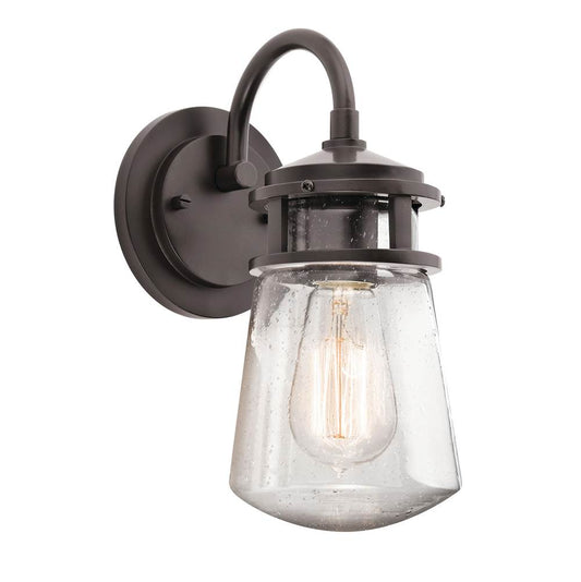 KICHLER 49444AZ Lyndon 11.25" 1 Light Wall Light with Clear Seeded Glass Architectural Bronze